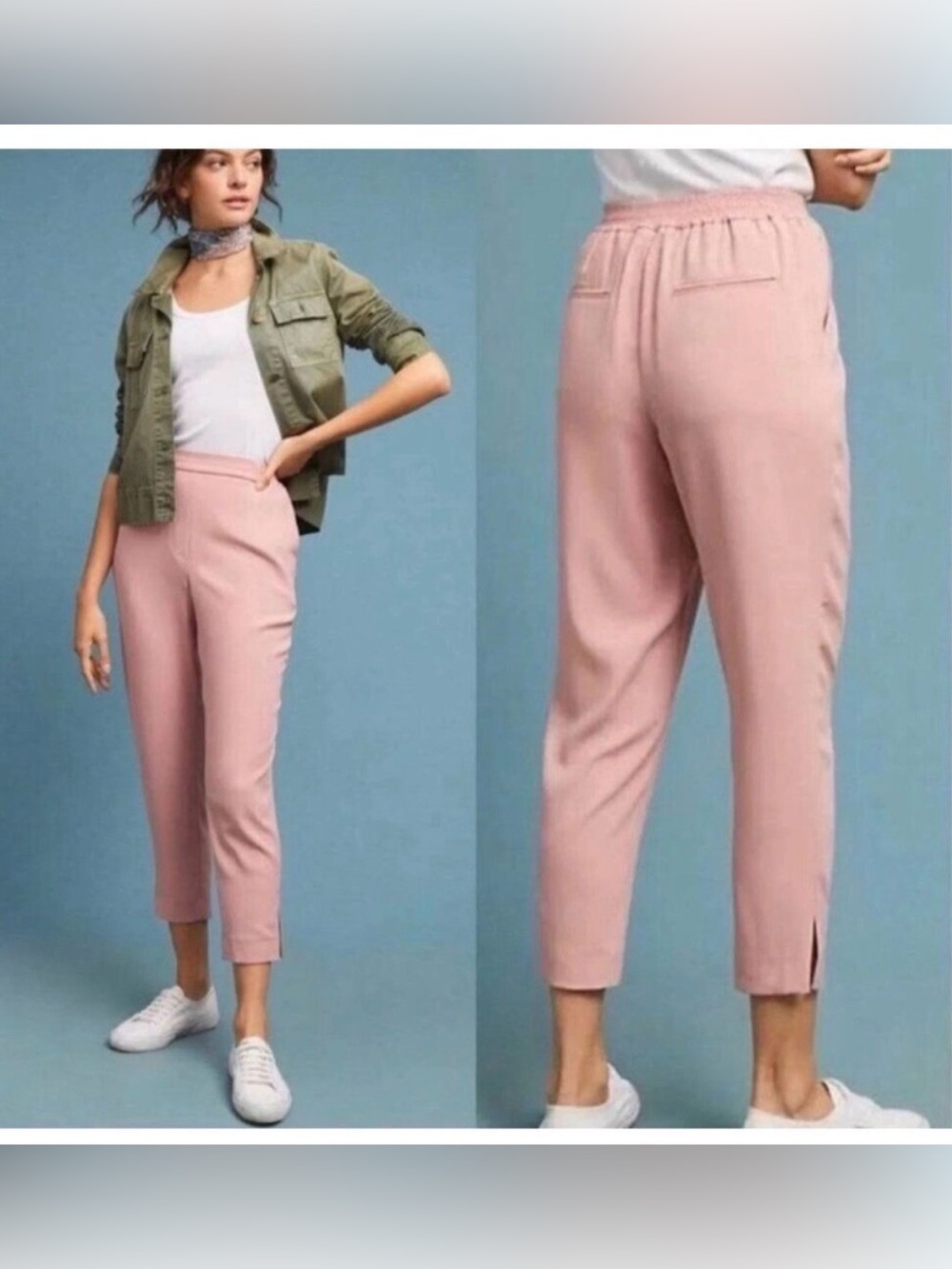 Anthropologie Dusty Rose Pull-On Cropped Trousers Small - Picture 4 of 4